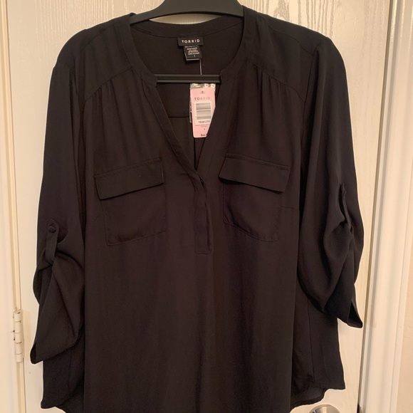 Torrid Georgette Black Pullover Sz1 - Picture 3 of 5